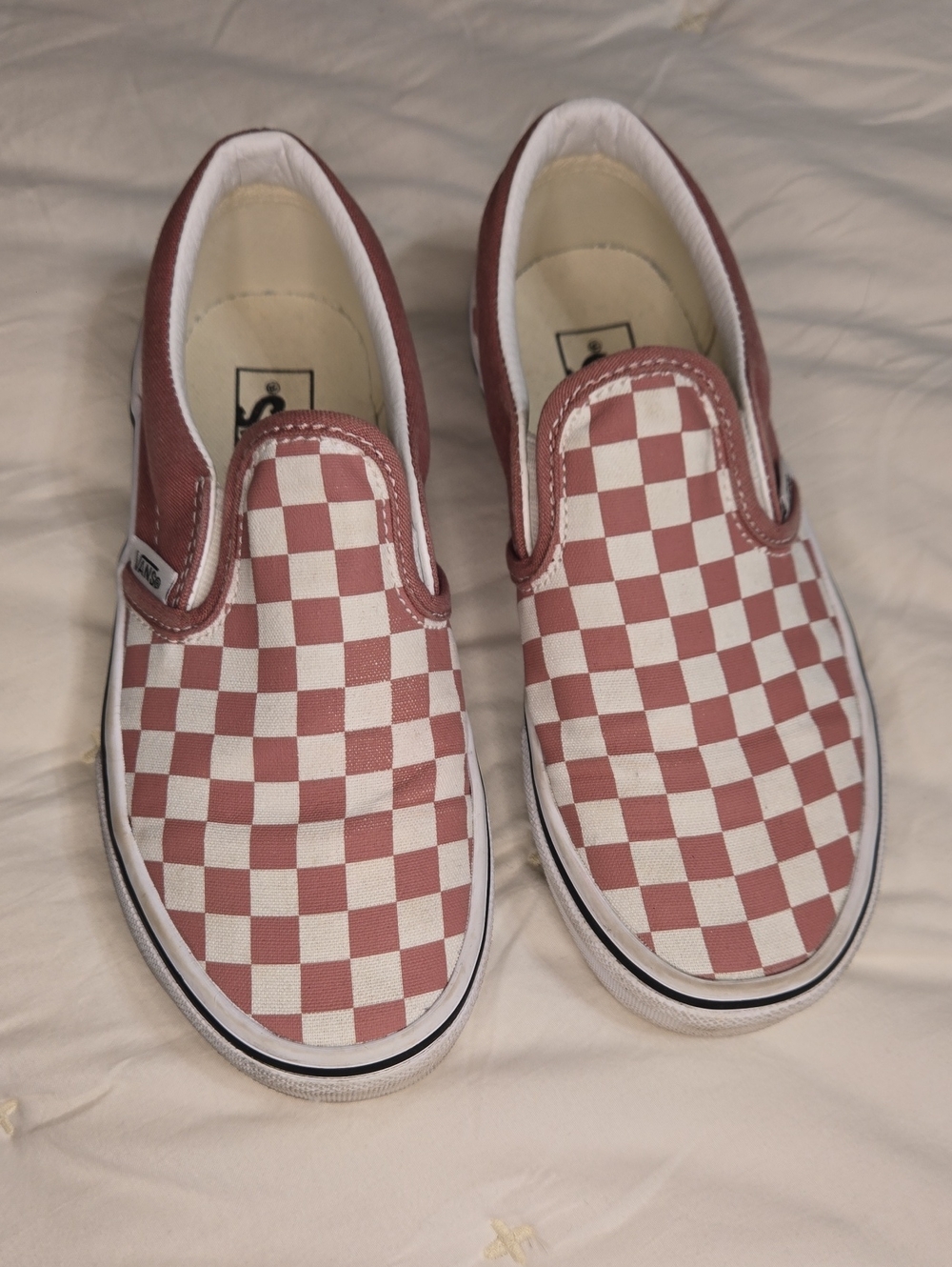 Vans Kids Slip-On Checkerboard Sneakers - Dusty Rose & White